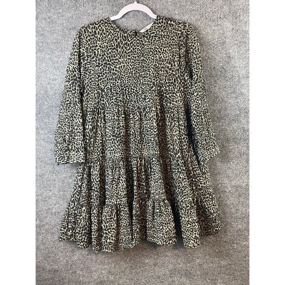 Zara Dresses & Skirts - Zara Women's Animal Print Round Neck 3/4 Sleeve Tiered Mini Light Dress Sz S